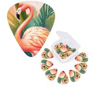 12 Pcs Guitar Picks 3 Different Thickness Guitar Plectrums Tropical Flamingo Guitar Picks Personalized Guitars Bass Pick Electric Guitar Pick with Storage Box Plectrum for Acoustic