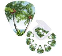 12 Pcs Guitar Picks 3 Different Thickness Guitar Plectrums Tropical Palm Tree Guitar Picks Personalized Guitars Bass Pick Electric Guitar Pick with Storage Box Plectrum for Acoustic