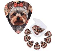 12 Pcs Guitar Picks 3 Different Thickness Guitar Plectrums Yorkie Floral Guitar Picks Personalized Guitars Bass Pick Electric Guitar Pick with Storage Box Plectrum for Acoustic