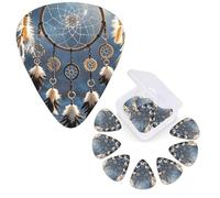 12 Pcs Guitar Picks 3 Different Thickness Guitars Plectrums Dream Catcher Feather Guitar Picks Personalized Guitars Bass Pick Electric Guitar Pick with Storage Box Plectrum for Acoustic