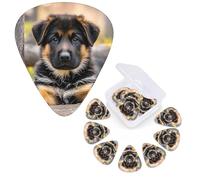 12 Pcs Guitar Picks 3 Different Thickness Guitars Plectrums German Shepherd Puppy Guitar Picks Personalized Guitars Bass Pick Electric Guitar Pick with Storage Box Plectrum for Acoustic