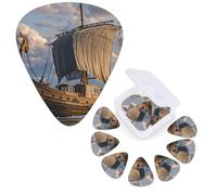 12 Pcs Guitar Picks 3 Different Thickness Guitars Plectrums Old Viking Boat Guitar Picks Personalized Guitars Bass Pick Electric Guitar Pick with Storage Box Plectrum for Acoustic