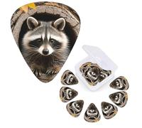 12 Pcs Guitar Picks 3 Different Thickness Guitars Plectrums Raccoon in The Fall Tree Hole Guitar Picks Personalized Guitars Bass Pick Electric Guitar Pick with Storage Box Plectrum for Acoustic