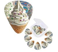 12 Pcs Guitar Picks 3 Different Thickness Guitars Plectrums Sweet Ice Cream Guitar Picks Personalized Guitars Bass Pick Electric Guitar Pick with Storage Box Plectrum for Acoustic