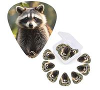 12 Pcs Guitar Picks 3 Different Thickness Guitars Plectrums Woodland raccoon animal Guitar Picks Personalized Guitars Bass Pick Electric Guitar Pick with Storage Box Plectrum for Acoustic