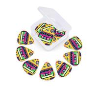 12 Pcs Guitar Picks 80s Cassette Tape Vintage Plectrums With 3 Thickness For Electric,Acoustic Guitars