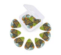 12 Pcs Guitar Picks Autumn Japanese Country Flowers Plectrums With 3 Thickness For Electric,Acoustic Guitars