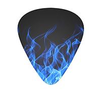 12 Pcs Guitar Picks Blue Flame Guitar Plectrums Includes Thin, Medium & Heavy Gauges 3 Sizes For Guitars Ukulele With Organizer Storage Box