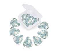 12 Pcs Guitar Picks Blue Floral Alpaca Llama Plectrums With 3 Thickness For Electric,Acoustic Guitars