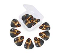 12 Pcs Guitar Picks Burning Guitar Flame Plectrums With 3 Thickness For Electric,Acoustic Guitars