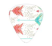 12 Pcs Guitar Picks Coral And Teal Arrows 3 Different Thicknesses, Classic Triangle, For Acoustic Guitar, Electric Guitar, Bass Guitar