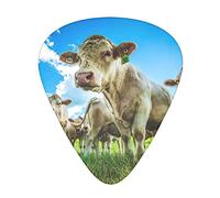 12 Pcs Guitar Picks Cow On The Grassland 3 Different Thicknesses, Classic Triangle, For Acoustic Guitar, Electric Guitar, Bass Guitar