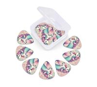 12 Pcs Guitar Picks Cute Rainbow Horse Mermaid Tail Plectrums With 3 Thickness For Electric,Acoustic Guitars