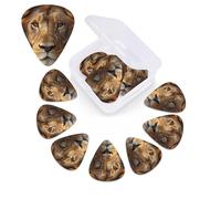 12 PCS Guitar Picks for Acoustic Guitar with Organizer Storage Box Bass Pick African Lion Head Personalized Guitar Pick Celluloid plectrums 0.46 mm 0.71 mm 0.96 mm for Ukulele