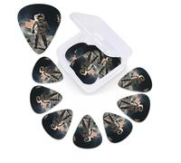12 PCS Guitar Picks for Acoustic Guitar with Organizer Storage Box Bass Pick Astronaut Landing on The Moon Personalized Guitar Pick Celluloid plectrums 0.46 mm 0.71 mm 0.96 mm for Ukulele