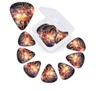 12 PCS Guitar Picks for Acoustic Guitar with Organizer Storage Box Bass Pick Beautiful Fireworks Personalized Guitar Pick Celluloid plectrums 0.46 mm 0.71 mm 0.96 mm for Ukulele