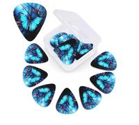12 PCS Guitar Picks for Acoustic Guitar with Organizer Storage Box Bass Pick Blue Butterfly Personalized Guitar Pick Celluloid plectrums 0.46 mm 0.71 mm 0.96 mm for Ukulele