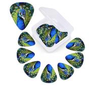 12 PCS Guitar Picks for Acoustic Guitar with Organizer Storage Box Bass Pick Blue Peacock Personalized Guitar Pick Celluloid plectrums 0.46 mm 0.71 mm 0.96 mm for Ukulele