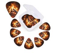 12 PCS Guitar Picks for Acoustic Guitar with Organizer Storage Box Bass Pick Burning Firewood Large Fireplace Personalized Guitar Pick Celluloid plectrums 0.46 mm 0.71 mm 0.96 mm for Ukulele