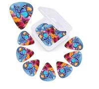 12 PCS Guitar Picks for Acoustic Guitar with Organizer Storage Box Bass Pick Colorful Butterfly Flower Personalized Guitar Pick Celluloid plectrums 0.46 mm 0.71 mm 0.96 mm for Ukulele