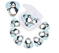 12 PCS Guitar Picks for Acoustic Guitar with Organizer Storage Box Bass Pick Cute Penguin Personalized Guitar Pick Celluloid plectrums 0.46 mm 0.71 mm 0.96 mm for Ukulele