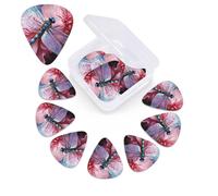 12 PCS Guitar Picks for Acoustic Guitar with Organizer Storage Box Bass Pick Flower and Blue Dragonfly Personalized Guitar Pick Celluloid plectrums 0.46 mm 0.71 mm 0.96 mm for Ukulele