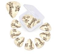 12 PCS Guitar Picks for Acoustic Guitar with Organizer Storage Box Bass Pick Hand Drawn Giraffes Personalized Guitar Pick Celluloid plectrums 0.46 mm 0.71 mm 0.96 mm for Ukulele