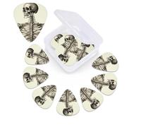 12 PCS Guitar Picks for Acoustic Guitar with Organizer Storage Box Bass Pick Human Skeleton Personalized Guitar Pick Celluloid plectrums 0.46 mm 0.71 mm 0.96 mm for Ukulele