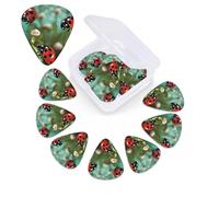 12 PCS Guitar Picks for Acoustic Guitar with Organizer Storage Box Bass Pick Ladybug Landscape Personalized Guitar Pick Celluloid plectrums 0.46 mm 0.71 mm 0.96 mm for Ukulele