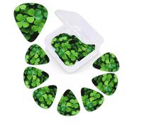 12 PCS Guitar Picks for Acoustic Guitar with Organizer Storage Box Bass Pick Many Green Clover Personalized Guitar Pick Celluloid plectrums 0.46 mm 0.71 mm 0.96 mm for Ukulele