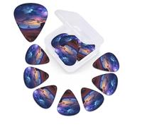 12 PCS Guitar Picks for Acoustic Guitar with Organizer Storage Box Bass Pick Monument Valley Landscape Personalized Guitar Pick Celluloid plectrums 0.46 mm 0.71 mm 0.96 mm for Ukulele