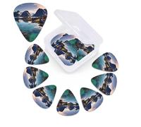 12 PCS Guitar Picks for Acoustic Guitar with Organizer Storage Box Bass Pick Norway Islands Personalized Guitar Pick Celluloid plectrums 0.46 mm 0.71 mm 0.96 mm for Ukulele