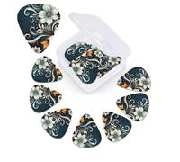 12 PCS Guitar Picks for Acoustic Guitar with Organizer Storage Box Bass Pick Novelty Boho Abstract Flowers Personalized Guitar Pick Celluloid plectrums 0.46 mm 0.71 mm 0.96 mm for Ukulele