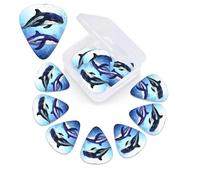 12 PCS Guitar Picks for Acoustic Guitar with Organizer Storage Box Bass Pick Orca Killer Whale Personalized Guitar Pick Celluloid plectrums 0.46 mm 0.71 mm 0.96 mm for Ukulele
