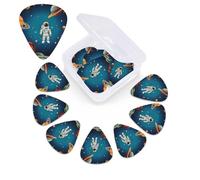 12 PCS Guitar Picks for Acoustic Guitar with Organizer Storage Box Bass Pick Outer Space Rocket Astronaut Personalized Guitar Pick Celluloid plectrums 0.46 mm 0.71 mm 0.96 mm for Ukulele