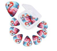 12 PCS Guitar Picks for Acoustic Guitar with Organizer Storage Box Bass Pick Painted Flamingo Personalized Guitar Pick Celluloid plectrums 0.46 mm 0.71 mm 0.96 mm for Ukulele