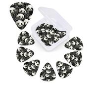 12 PCS Guitar Picks for Acoustic Guitar with Organizer Storage Box Bass Pick Panda Graphic Black and White Personalized Guitar Pick Celluloid plectrums 0.46 mm 0.71 mm 0.96 mm for Ukulele