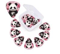 12 PCS Guitar Picks for Acoustic Guitar with Organizer Storage Box Bass Pick Panda Rose Flowers White Stripe Personalized Guitar Pick Celluloid plectrums 0.46 mm 0.71 mm 0.96 mm for Ukulele