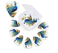 12 PCS Guitar Picks for Acoustic Guitar with Organizer Storage Box Bass Pick Peacock Watercolor Painting Personalized Guitar Pick Celluloid plectrums 0.46 mm 0.71 mm 0.96 mm for Ukulele