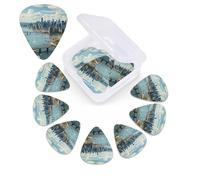 12 PCS Guitar Picks for Acoustic Guitar with Organizer Storage Box Bass Pick Penthouse View Over New York Manhattan Personalized Guitar Pick Celluloid plectrums 0.46 mm 0.71 mm 0.96 mm for Ukulele