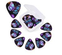 12 PCS Guitar Picks for Acoustic Guitar with Organizer Storage Box Bass Pick Purple Butterfly and Flowers Personalized Guitar Pick Celluloid plectrums 0.46 mm 0.71 mm 0.96 mm for Ukulele