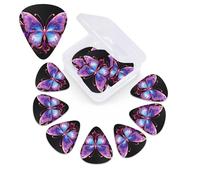12 PCS Guitar Picks for Acoustic Guitar with Organizer Storage Box Bass Pick Purple Butterfly Personalized Guitar Pick Celluloid plectrums 0.46 mm 0.71 mm 0.96 mm for Ukulele