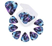 12 PCS Guitar Picks for Acoustic Guitar with Organizer Storage Box Bass Pick Purple Dragon Purple Moon Personalized Guitar Pick Celluloid plectrums 0.46 mm 0.71 mm 0.96 mm for Ukulele