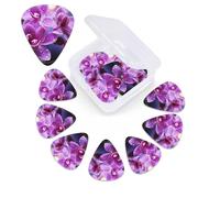12 PCS Guitar Picks for Acoustic Guitar with Organizer Storage Box Bass Pick Purple Flower Personalized Guitar Pick Celluloid plectrums 0.46 mm 0.71 mm 0.96 mm for Ukulele