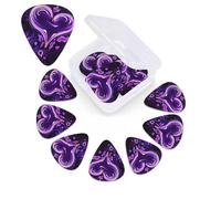 12 PCS Guitar Picks for Acoustic Guitar with Organizer Storage Box Bass Pick Purple Love Personalized Guitar Pick Celluloid plectrums 0.46 mm 0.71 mm 0.96 mm for Ukulele