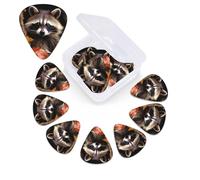 12 PCS Guitar Picks for Acoustic Guitar with Organizer Storage Box Bass Pick Raccoon in The Fall Tree Hole Personalized Guitar Pick Celluloid plectrums 0.46 mm 0.71 mm 0.96 mm for Ukulele