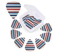 12 PCS Guitar Picks for Acoustic Guitar with Organizer Storage Box Bass Pick Red Blue White Gray Stripes Personalized Guitar Pick Celluloid plectrums 0.46 mm 0.71 mm 0.96 mm for Ukulele