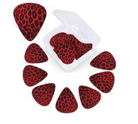 12 PCS Guitar Picks for Acoustic Guitar with Organizer Storage Box Bass Pick Red Leopard Pattern Personalized Guitar Pick Celluloid plectrums 0.46 mm 0.71 mm 0.96 mm for Ukulele