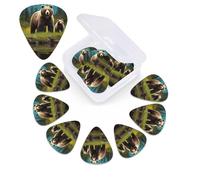 12 PCS Guitar Picks for Acoustic Guitar with Organizer Storage Box Bass Pick River Bear Mom Personalized Guitar Pick Celluloid plectrums 0.46 mm 0.71 mm 0.96 mm for Ukulele