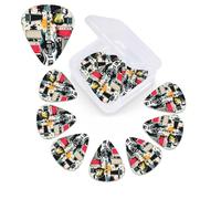12 PCS Guitar Picks for Acoustic Guitar with Organizer Storage Box Bass Pick Rock Music Pattern Personalized Guitar Pick Celluloid plectrums 0.46 mm 0.71 mm 0.96 mm for Ukulele